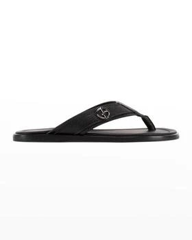 Giorgio Armani | Men's Logo Leather Thong Sandals 