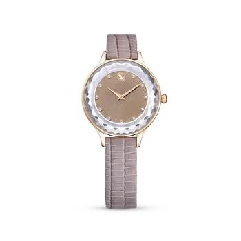 Swarovski | Women's Analog Swiss Made Octea Nova Gray Leather Strap Watch, 33mm 独家减免邮费