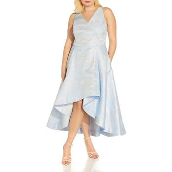 Adrianna Papell | Adrianna Papell Womens Plus Metallic Tea-Length Cocktail and Party Dress 4.2折