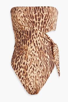product Bow-detailed leopard-print bandeau swimsuit image