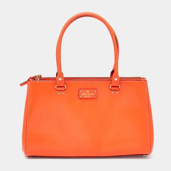 kate spade tote单肩包, [二手商品] Kate Spade | Kate Spade Bright Orange Leather Martine Wellesley Tote商品图片 4.5折