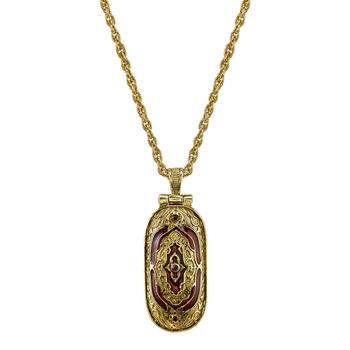商品Symbols of Faith | 14K Gold-Dipped Red Enamel Swing Open Pendant Enclosed Crucifix Necklace,商家Macy's,价格¥516图片