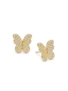 Gabi Rielle好不好, Gabi Rielle | 14K Gold Vermeil & Cubic Zirconia Butterfly Stud Earrings商品图片 6折