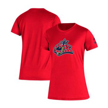 推荐Women's Red Columbus Blue Jackets Reverse Retro Creator T-shirt商品