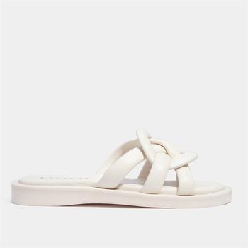 coach鞋, Coach | Coach Women's Georgie Leather Slide Sandals - Chalk商品图片 