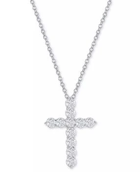 Macy's | Diamond Cross Pendant Necklace (1 ct. t.w.) in 14k White or Yellow Gold, 16" + 2" extender,商家Macy's,价格¥22104