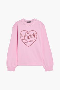Moschino | Faux pearl-embellished glittered French cotton-terry sweatshirt商品图片,2折