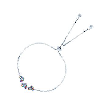 商品Macy's | Cubic Zirconia Micro Pave Triple Hearts Adjustable Bolo Bracelet in Sterling Silver (Also in 14k Gold Over Silver),商家Macy's,价格¥573图片