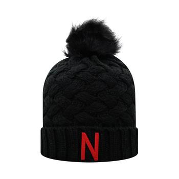 推荐Women's Black Nebraska Huskers Frankie Cuffed Knit Hat with Pom商品