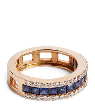商品Rose Gold, Diamond and Sapphire Mondrian Ring (Size 14),商家Harrods CN,价格¥21896图片