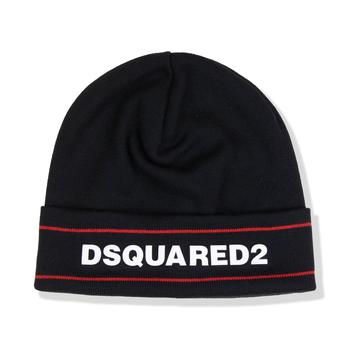 推荐Dsquared2 Embroidered Logo Black Red Beanie商品