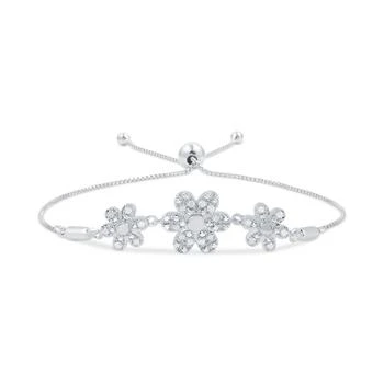 Macy's | Diamond Triple Flower Bolo Bracelet (1/6 ct. t.w.) in Sterling Silver,商家Macy's,价格¥1497
