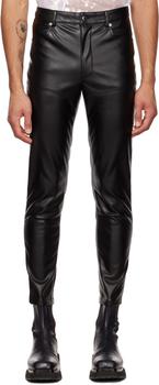 推荐SSENSE Exclusive Black El Faux-Leather Trousers商品