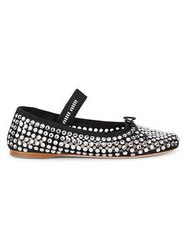 Miu Miu | Crystal-Embellished Ballet Flats商品图片,