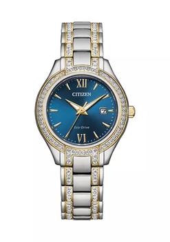 推荐Women's Silhouette Crystal Accent Two Tone Stainless Steel Bracelet Watch商品