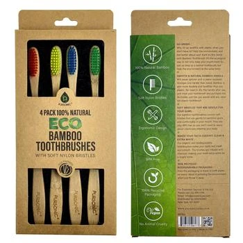 Pursonic 100% Natural Eco Bamboo Toothbrushes (4 pack)