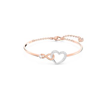 施华洛世奇手镯真假, Swarovski | Swarovski infinity bangle infinity and heart white mixed metal finish商品图片 