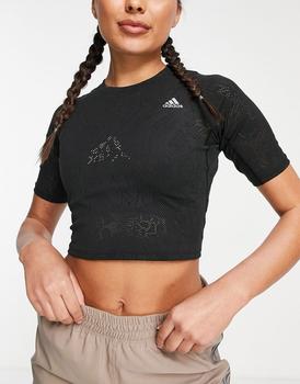 推荐adidas Running Run Fast lace cropped t-shirt in pink商品