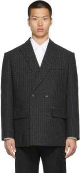 Valentino | 灰色 Optical Valentino Motif 羊毛西装外套,商家SSENSE CN,价格¥23191