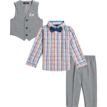Nautica | Little Boys Heather Poplin Vest, Shirt and Pants, 4 Piece Set商品图片,