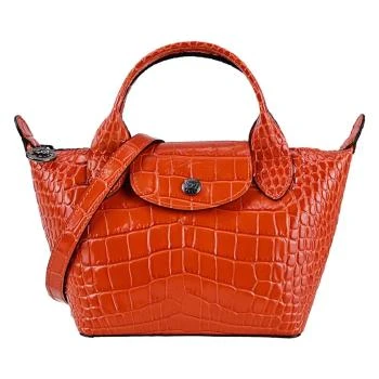 Longchamp | LONGCHAMP 女士橙色牛皮鳄鱼纹迷你手提单肩斜挎包 1500HVC017 满$1享9.5折, 包邮包税, 满折