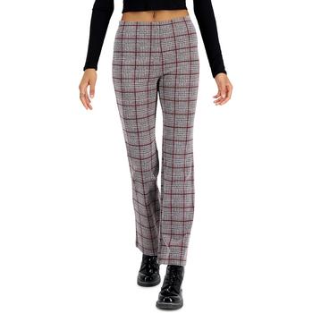 紧身裤男, Self Esteem | Juniors' Plaid Jacquard Flared-Leg Pants商品图片 