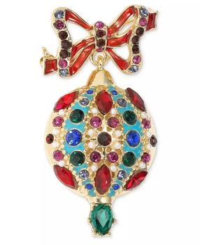 Holiday Lane | Gold-Tone Multicolor Crystal & Imitation Pearl Ornament Pin, Created for Macy's,商家Macy's,价格¥106