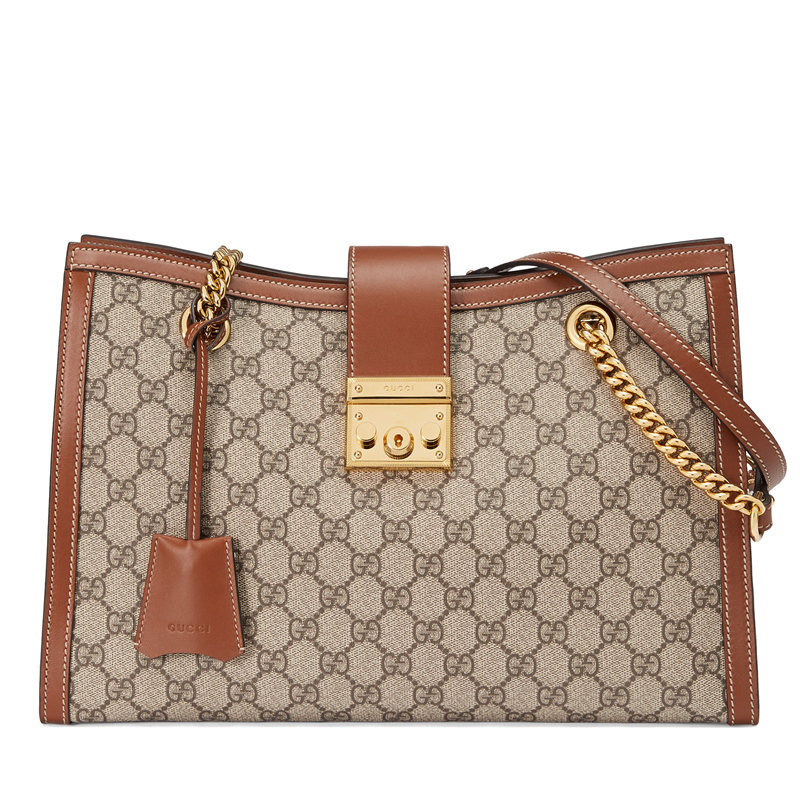 古驰链条包, Gucci | GUCCI/古驰 Padlock中号女士帆布拼牛皮链条单肩包（2色可选）‎479197商品图片 7.9折×额外9.5折, 包邮包税, 额外九五折