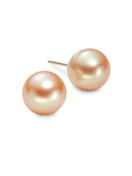 推荐14K Gold & 10-11MM Pink Cultured Freshwater Pearl Stud Earrings商品