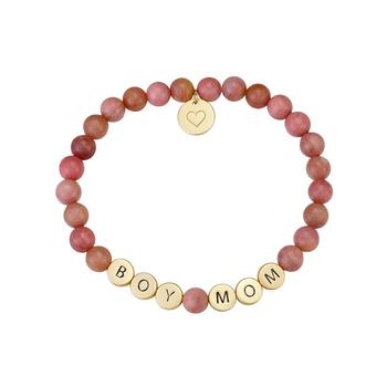 Unwritten | 14K Gold Flash-Plated Rhodochrosite Boy Mom Heart Charm Stretch Bracelet商品图片,2.5折