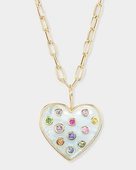 Brent Neale | 18K Yellow Gold Puff Heart Pendant Necklace with Moonstone and Multicolored Sapphires,商家Neiman Marcus,价格¥48768