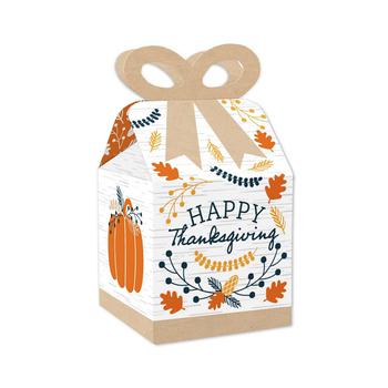 商品Happy Thanksgiving - Square Favor Gift Boxes - Fall Harvest Party Bow Boxes - Set of 12图片