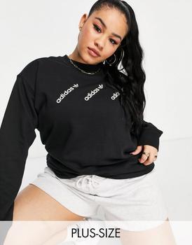 adidas plus, Adidas | addias Originals Plus 'Logomania' triple logo sweat in black商品图片 6折起