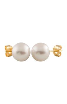Splendid Pearls | 14K Yellow Gold 7-8mm White Cultured Freshwater Pearl Stud Earrings商品图片,