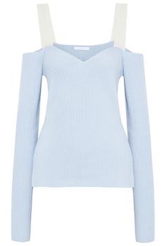 product Cold-shoulder ribbed-knit sweater image