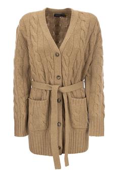 Ralph Lauren | RALPH LAUREN Cable-knit cardigan with belt商品图片,6.1折