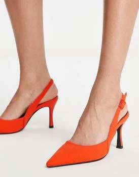 推荐ASOS DESIGN Samber slingback stiletto heels in orange商品