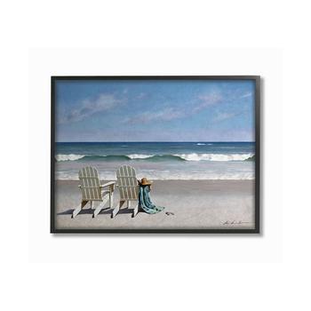 商品Stupell Industries | Two White Adirondack Chairs on The Beach Framed Texturized Art, 16" L x 20" H,商家Macy's,价格¥545图片