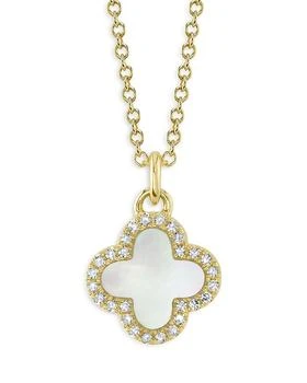 Moon & Meadow | 14K Yellow Gold Mother of Pearl & Diamond Clover Pendant Necklace, 17"-18",商家Bloomingdale's,价格¥3702