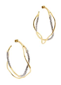 商品Intertwined embellished 14kt gold-plated hoop earrings图片