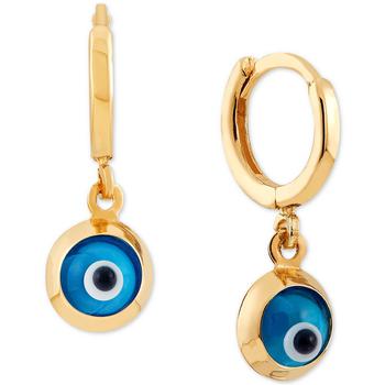 商品Macy's | Children's Glass Evil Eye Dangle Hoop Earrings in 14k Gold,商家Macy's,价格¥1226图片
