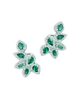 商品Bloomingdale's | Emerald and Diamond Leaf Earrings in 14K White Gold - 100% Exclusive,商家Bloomingdale's,价格¥24103图片