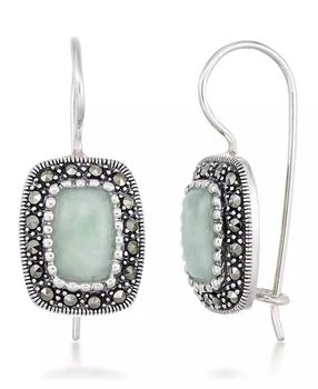 Macy's | Jade (9 x 6mm) & Marcasite Rectangle Earrings in Sterling Silver,商家Macy's,价格¥281