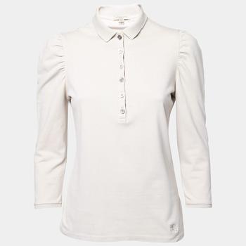 burberry短袖上海, [二手商品] Burberry | Burberry Brit Beige Cotton Pique Puff Long Sleeve Polo T-Shirt M商品图片 7.4折
