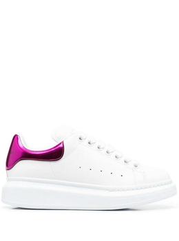 推荐White Sneakers With Platform And Metallic Fuchsia Heel Tab In Leather Woman Alexander Mcqueen商品