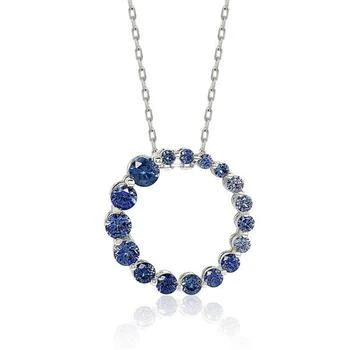 Suzy Levian | Suzy Levian Sterling Silver Natural Sapphire Circle Journey Pendant Necklace,商家Premium Outlets,价格¥926
