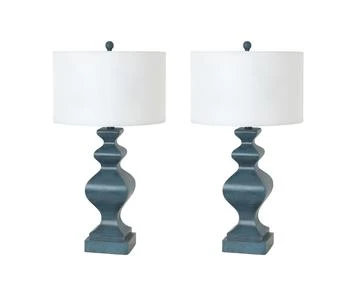 Homezia | Set Of Two 31" Distressed Teal Table Lamps With White Drum Shade,商家Premium Outlets,价格¥1878