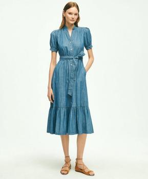 Brooks Brothers | Chambray Puff Sleeve Shirt Dress商品图片,