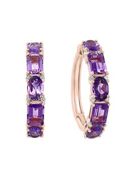 推荐14K Rose Gold Diamond Amethyst Earrings商品