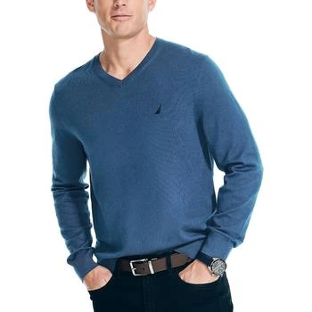 推荐Nautica Mens Logo Long Sleeves V-Neck Sweater商品